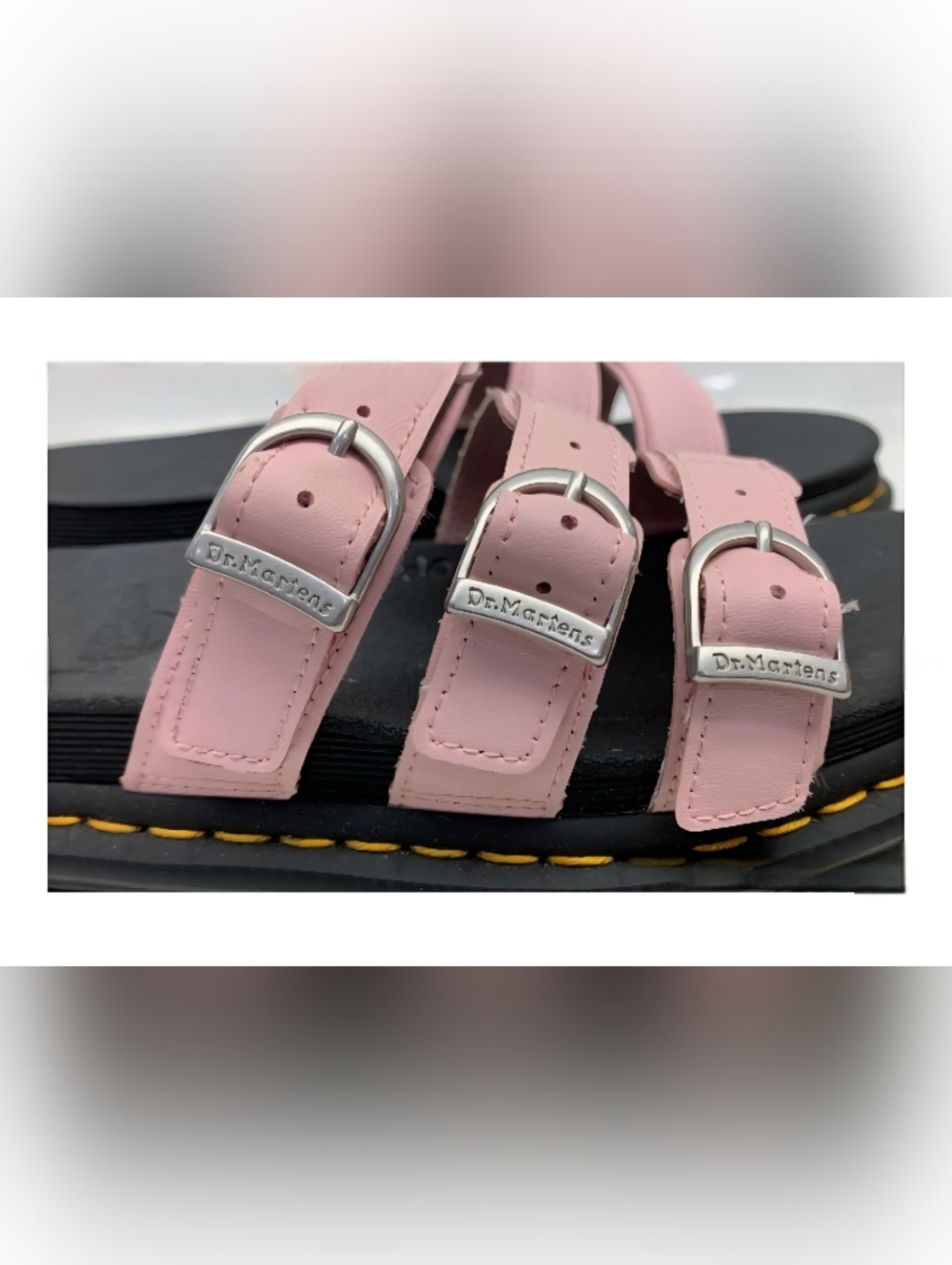 Dr. Martens Blaire Slide Hydro Leather Platform Sandals - Chalk Pink - Picture 7 of 9